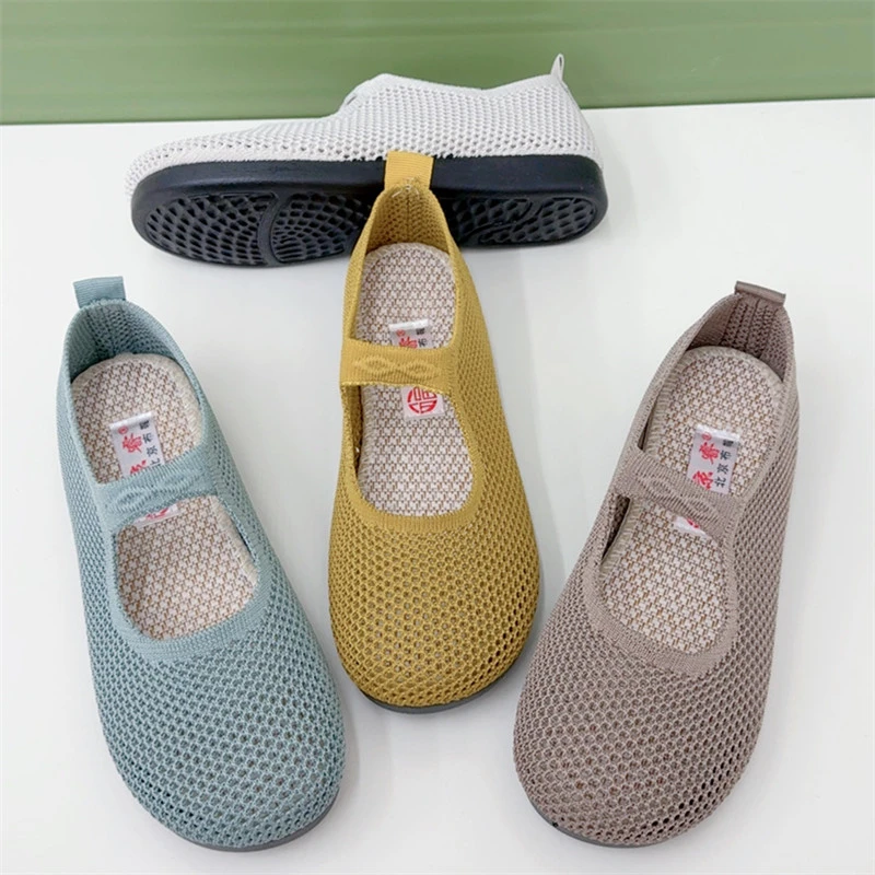 夏季新款凉鞋老北京布鞋女透气网面软底豆豆鞋黑色工作鞋舒适单鞋