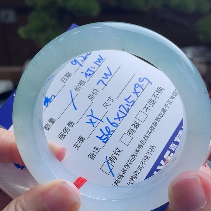 嘿***哈翡翠未镶嵌手镯54.6冰胶蓝 订