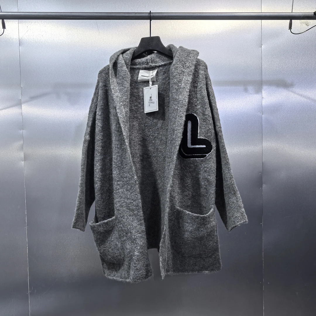 Z05-121922-TON秋冬款韩系慵懒风小众设计感宽松连帽针织开衫