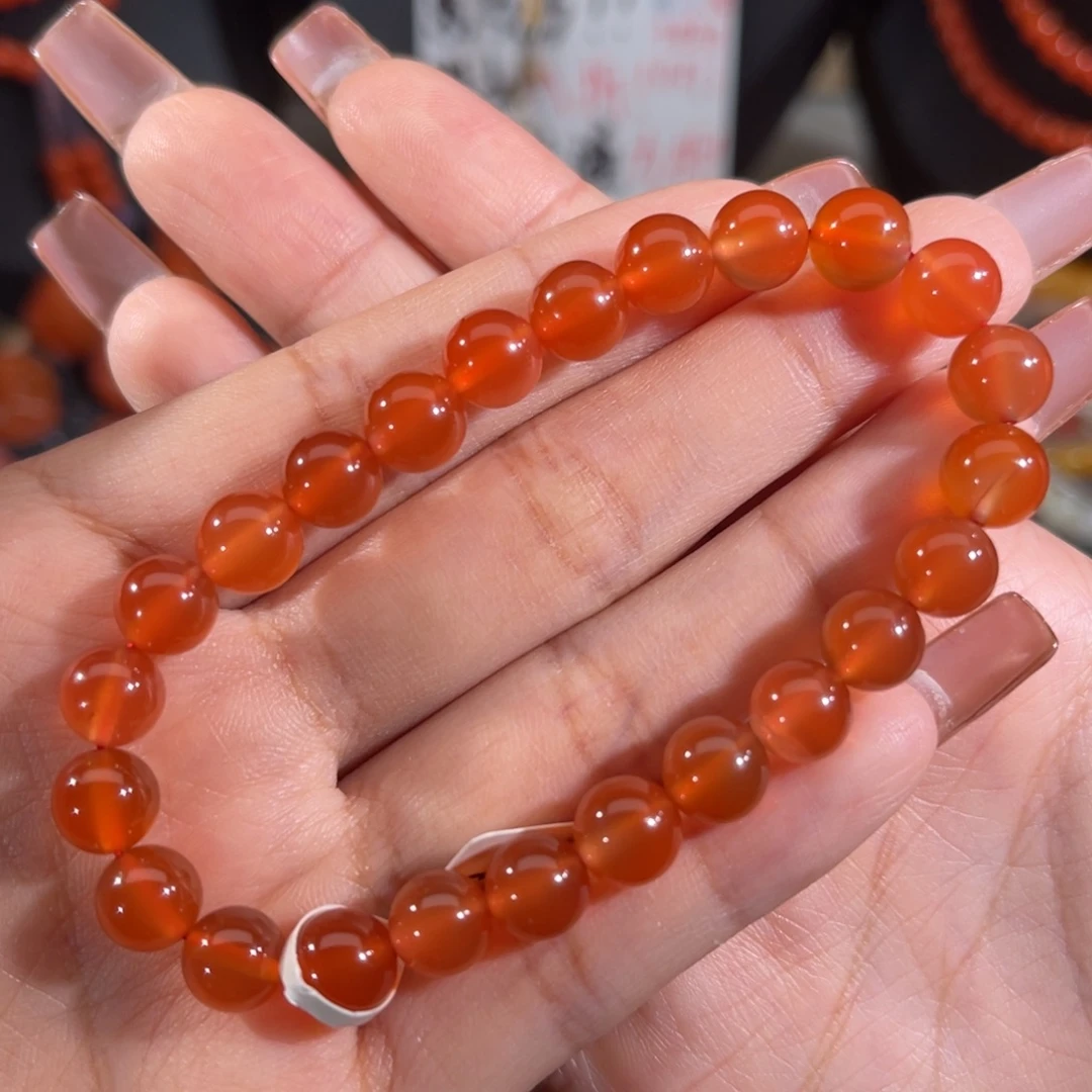 南红玛瑙未镶嵌圆珠手串 7.8mm