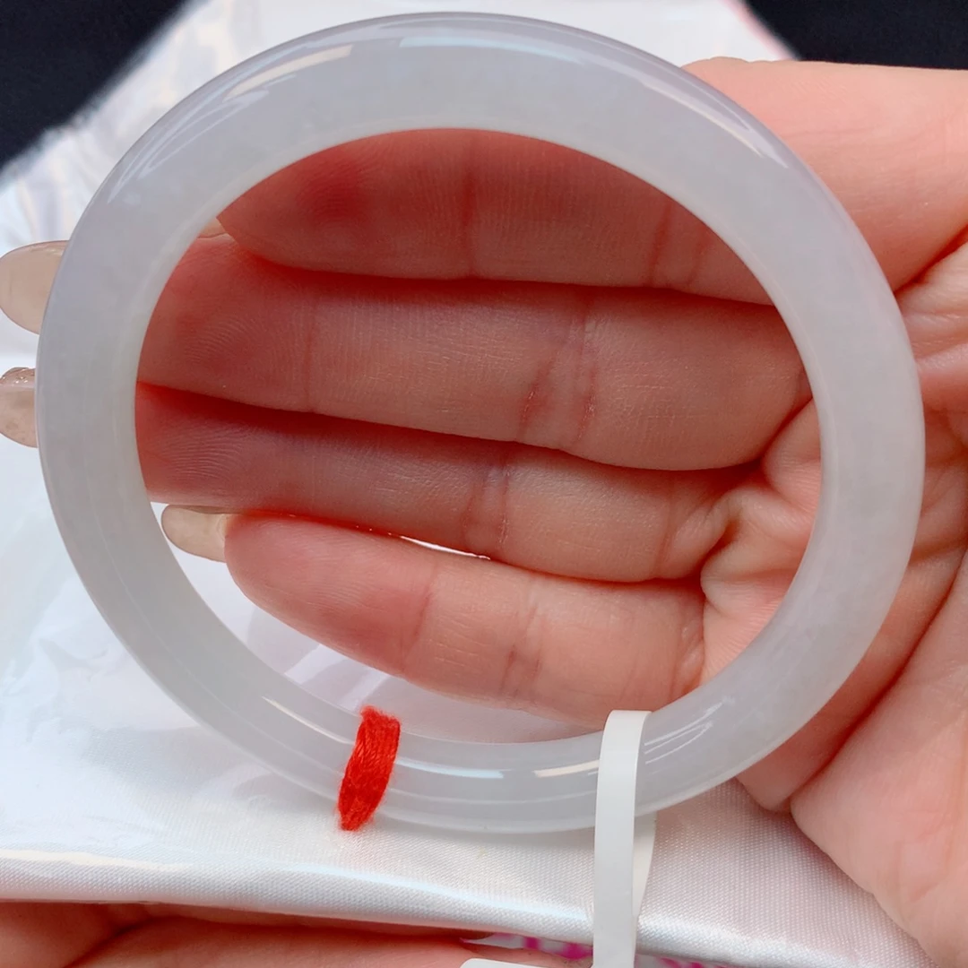 T***d翡翠未镶嵌手镯53-54冰透白月光