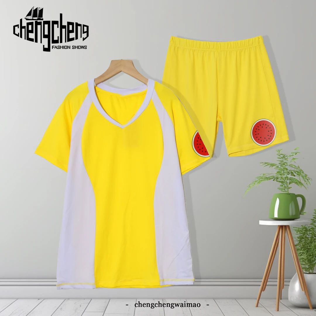 【特价】V领短袖拼接美式休闲男女款套装跑步运动网眼透气百搭N466