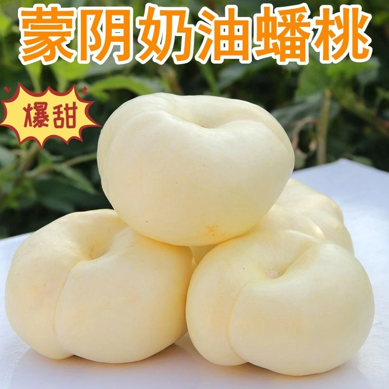 胭脂蜜玉奶油白蟠桃山东蒙阴蜜桃新鲜水果当季脆甜多汁桃子