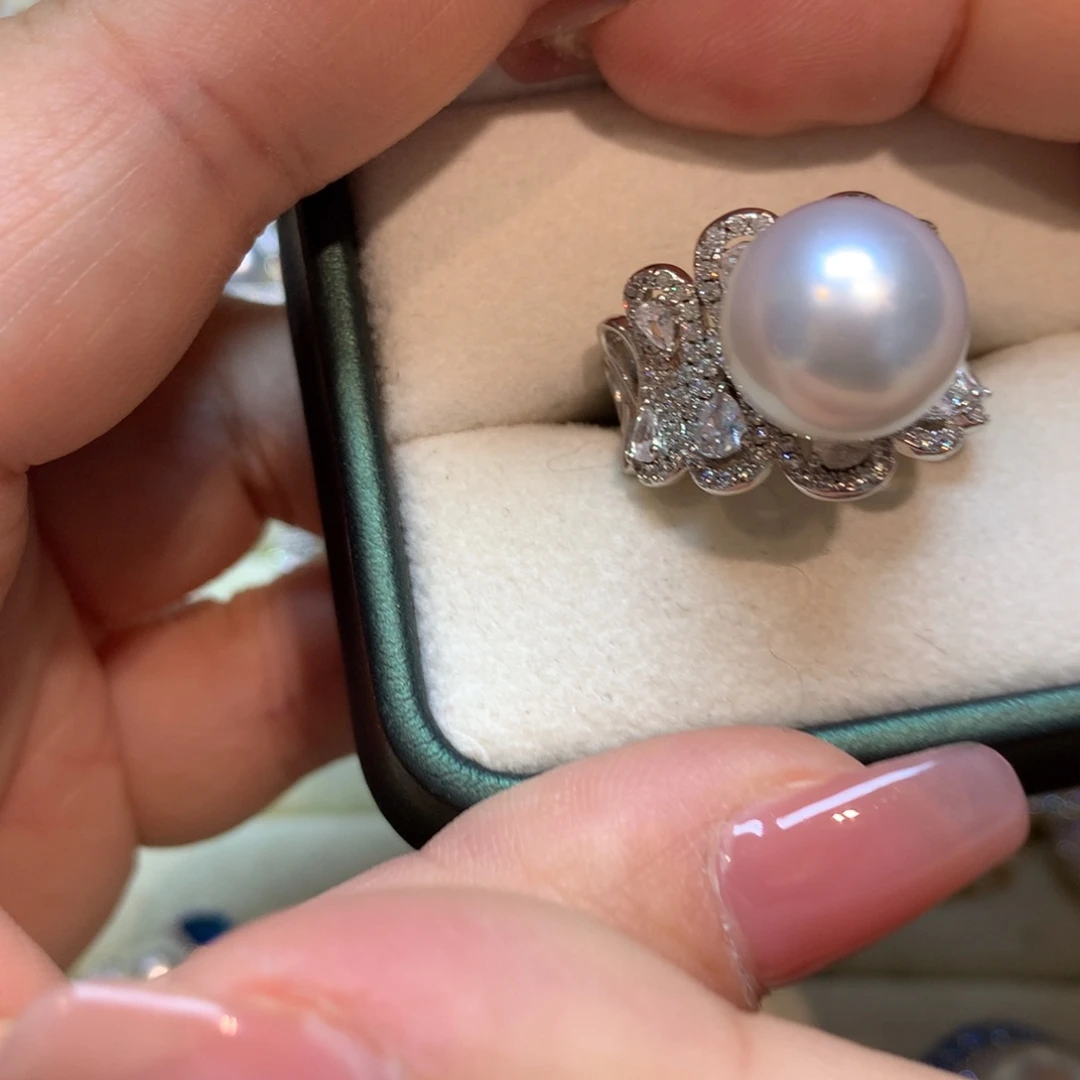 海水珍珠戒指银S925镶嵌