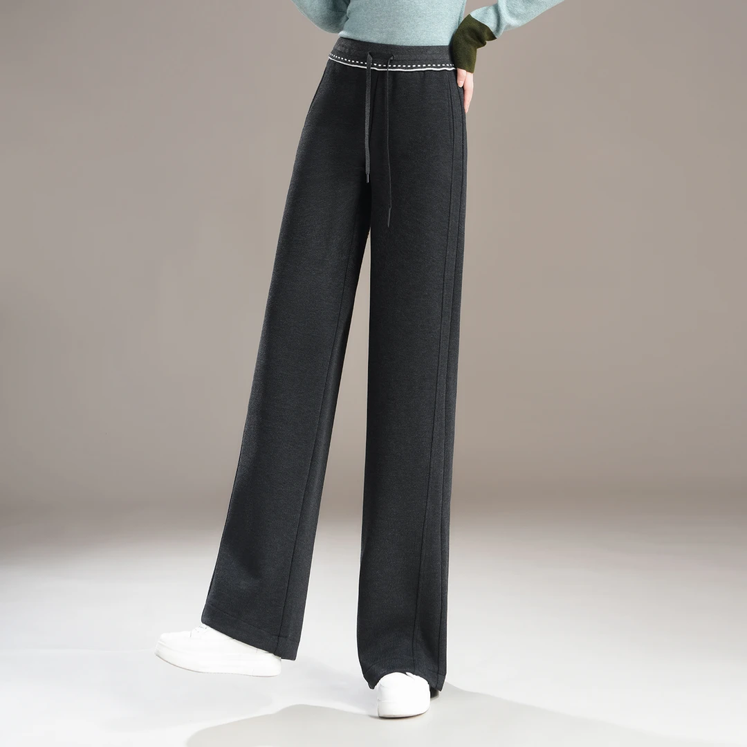 松紧腰休闲百搭垂感窄版直筒阔腿裤女裤子2025春秋新款超好看长裤