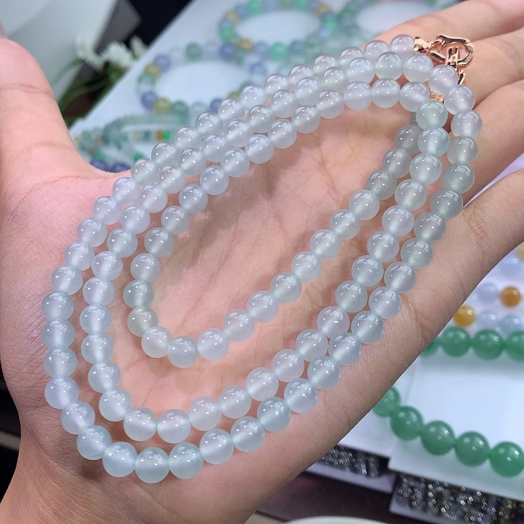 翡翠未镶嵌手链47号 冰晴绿项链