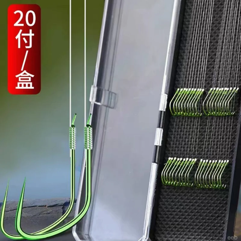 【订制20副夭元狼牙】精绑鱼钩原丝子线双钩成品鱼钩钓鱼装备水库