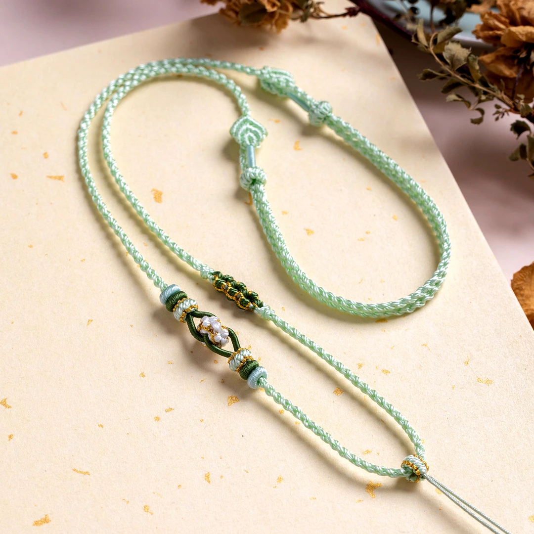 纯手工编织百搭款细款可调节桃花结小吊坠可调节SG-026-桃贻