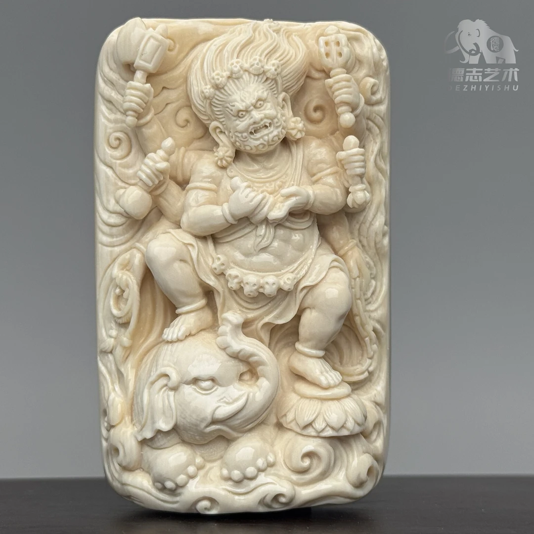 DEZHI/德志【八臂大黑天】立体镂空雕刻大师精工猛犸牙吊坠DZ172