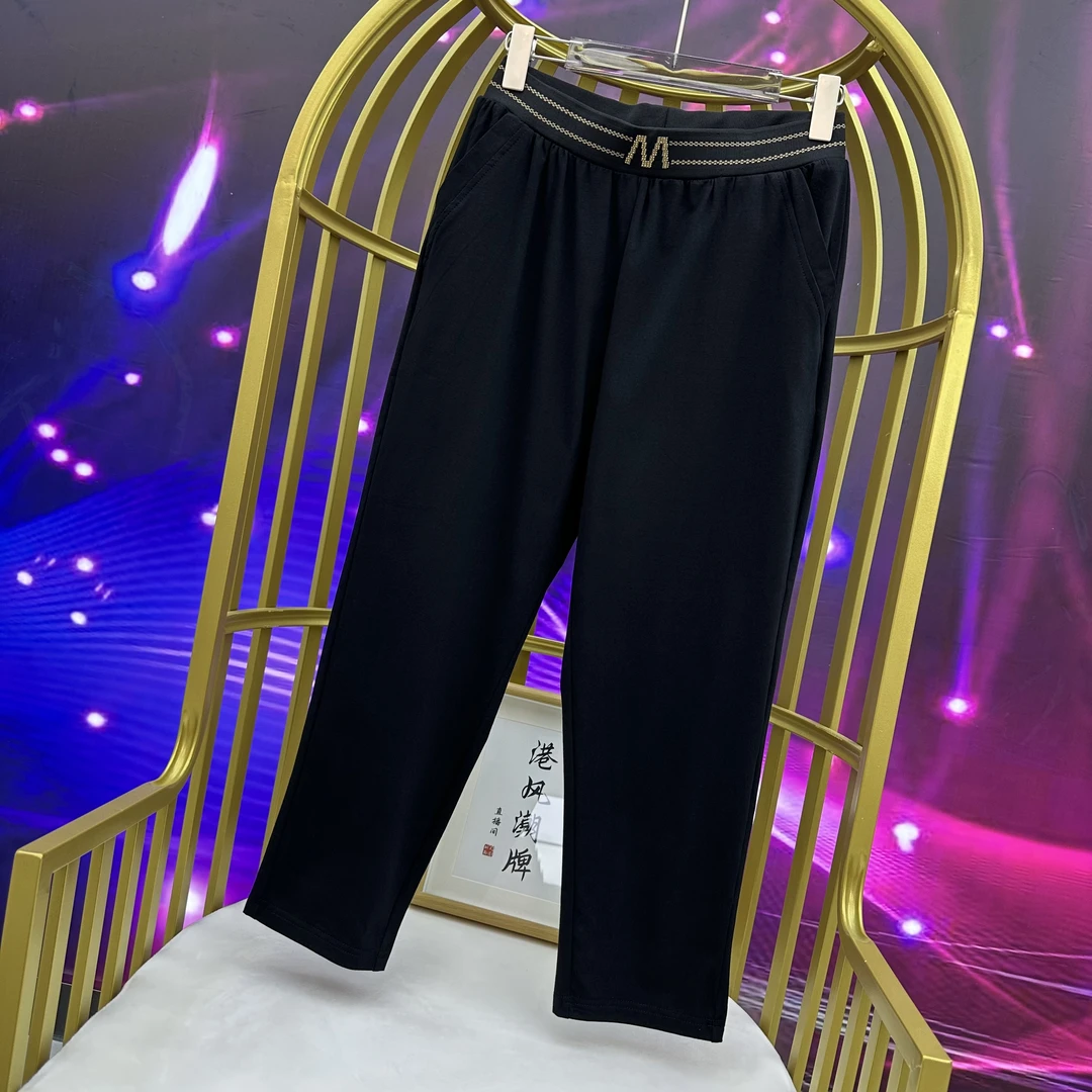 大码女装裤子2025夏款弹力黑色小黑裤九分裤917