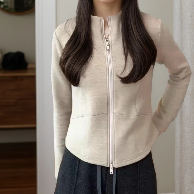 冬季休闲百搭显瘦气质时尚磨毛拉链卫衣上衣LK2508877