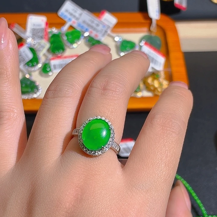 翡翠足银镶嵌颈饰福利戒指01 8