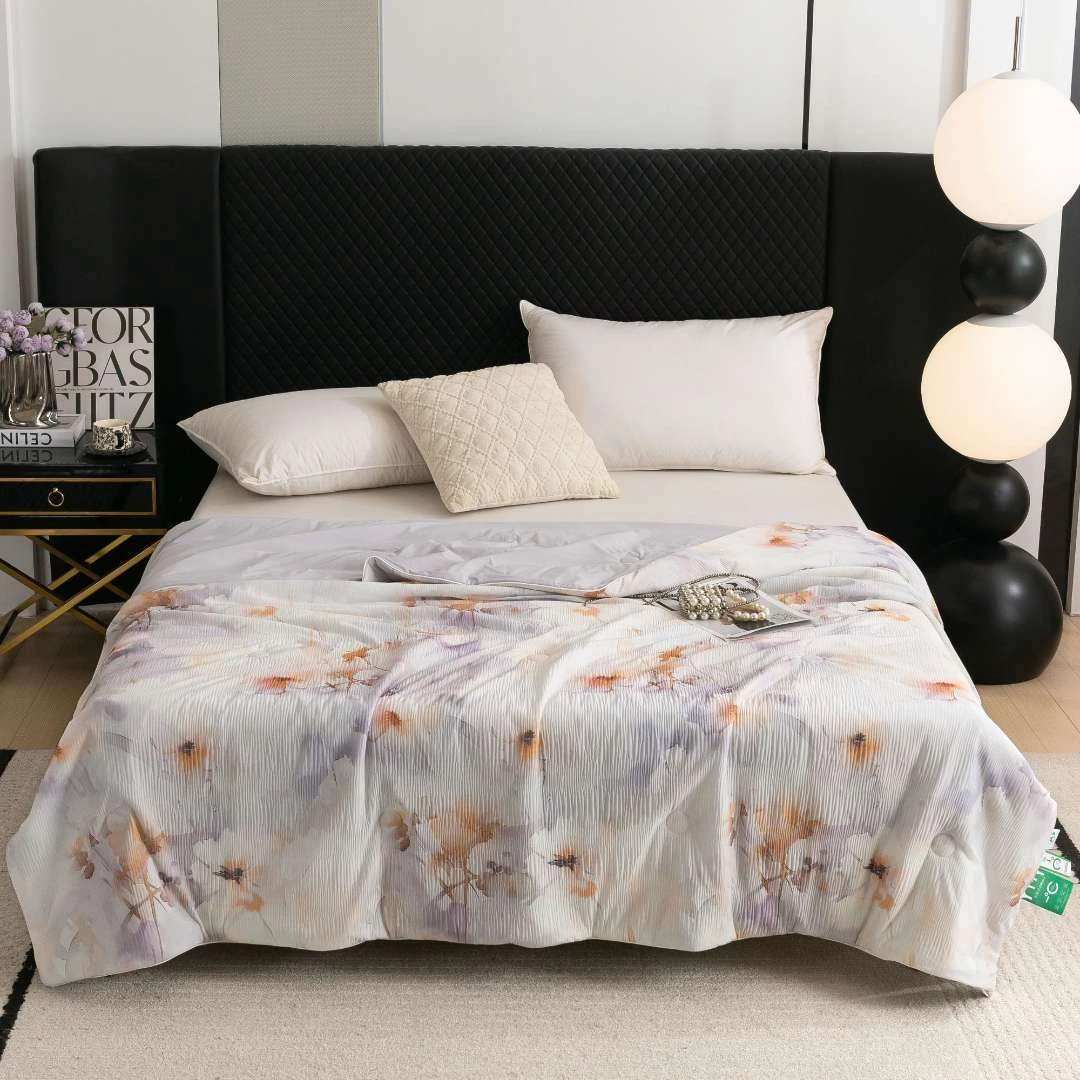 香悦双面绗缝印花凉感绉绉夏凉被夏季可机洗凉感空调被