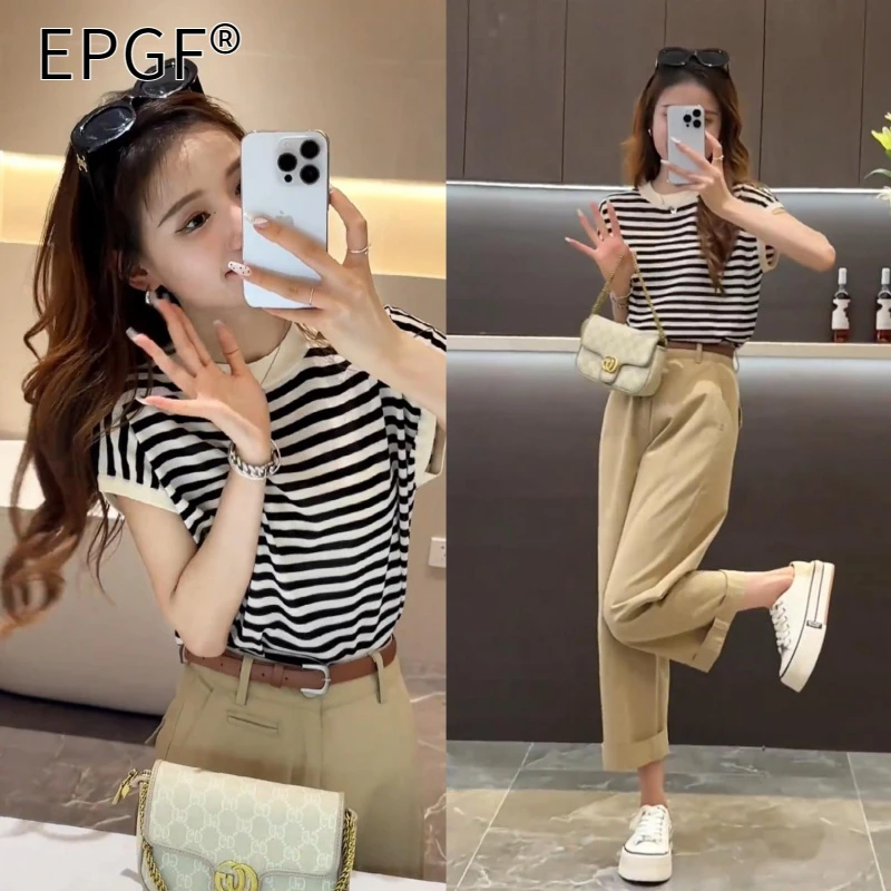 EPGF夏季一整套时尚今年流行爆款夏季穿搭小个子休闲裤减龄两件套