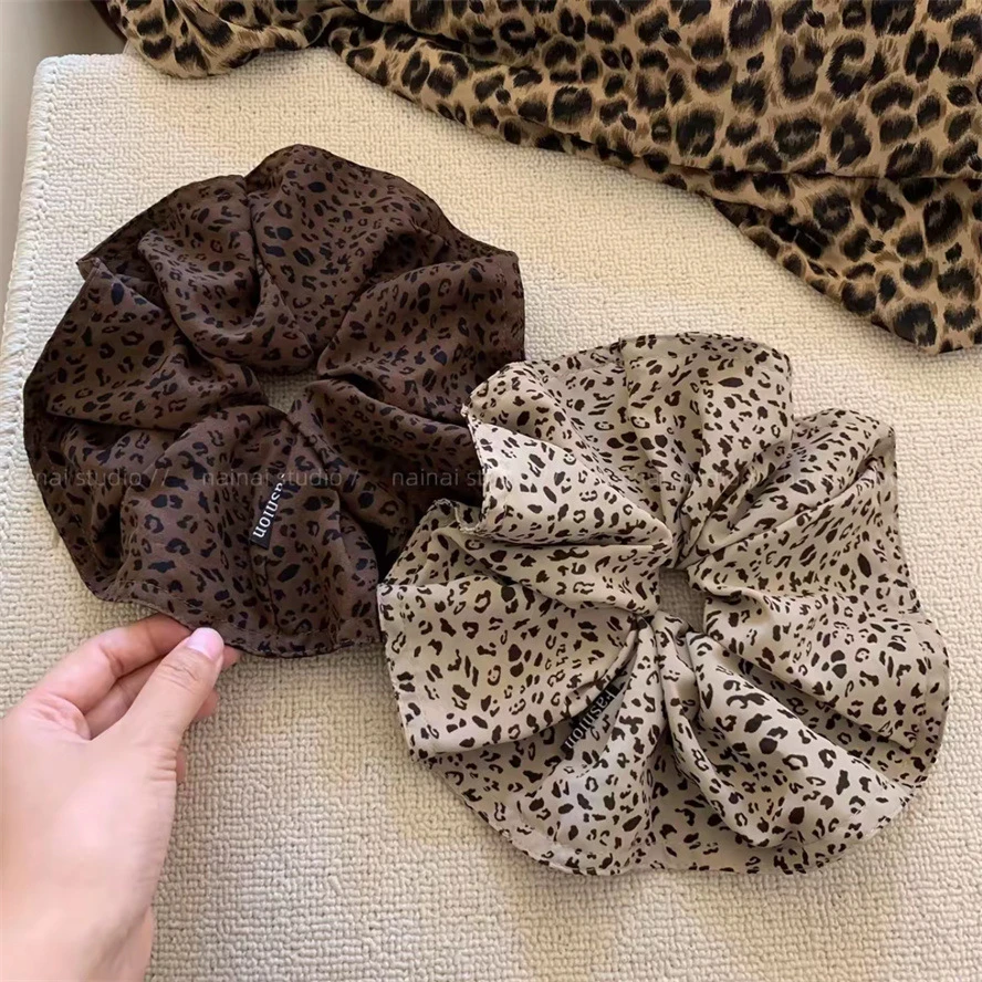 20cm直径豹纹大肠发圈~早秋新款盘发甜酷y2k辣妹超大号低马尾