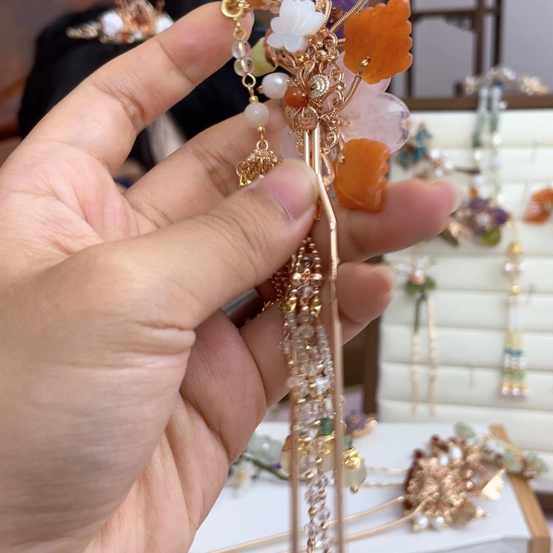 沅***芷醋酸铁合金双面钗一个