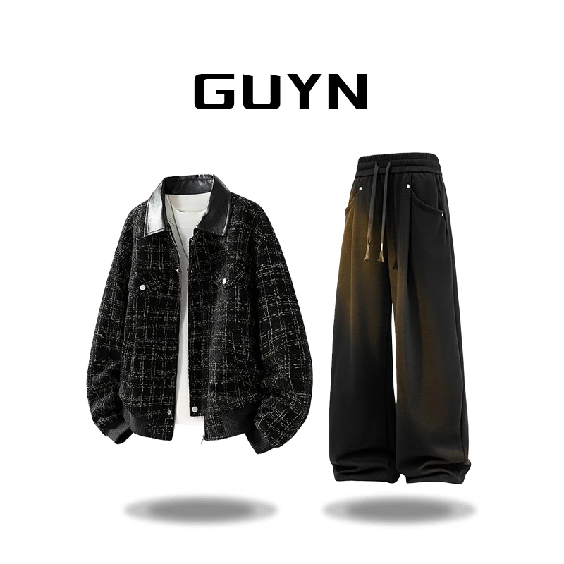 【品牌现货】GUYN夹克秋季小香风外套男士时尚宽松休闲百搭翻领上衣