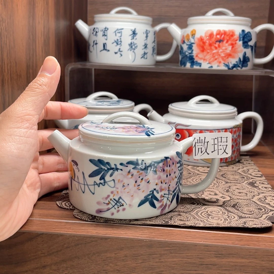 釉下手绘茶具微瑕