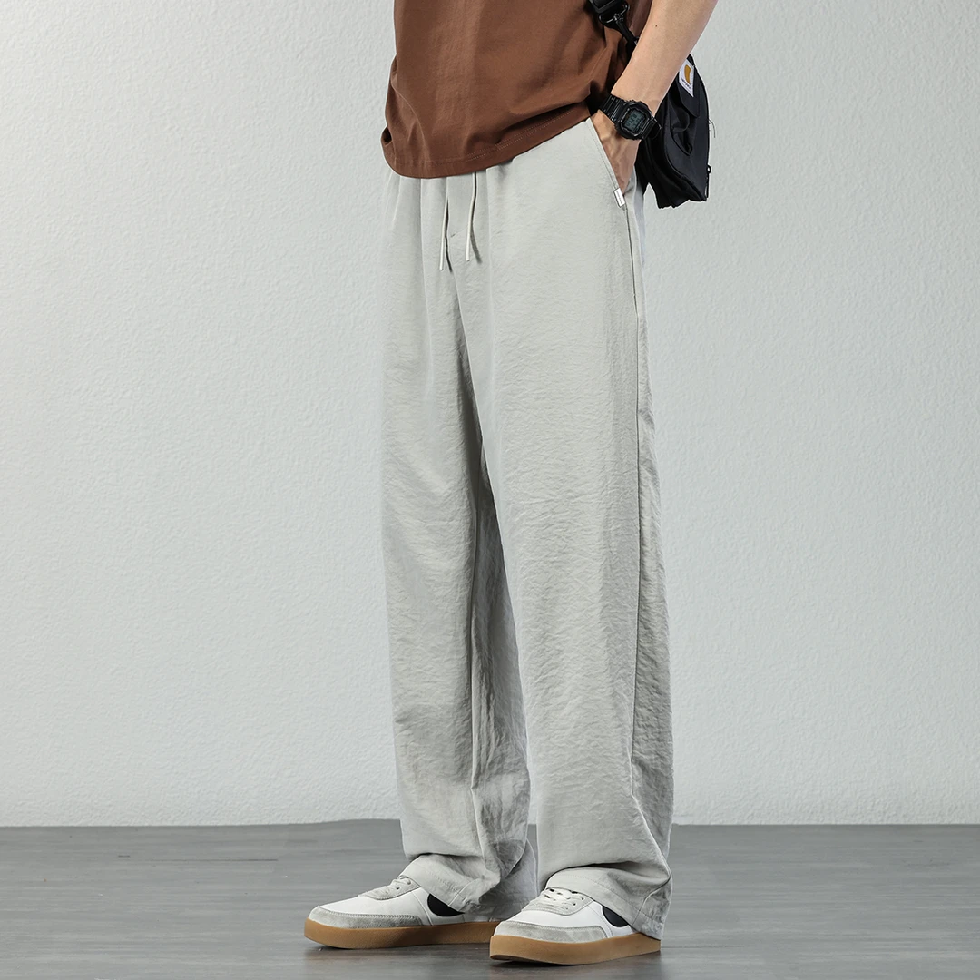 冰丝速干休闲裤男士2025夏季轻薄透气凉感裤子宽松直筒阔腿空调裤