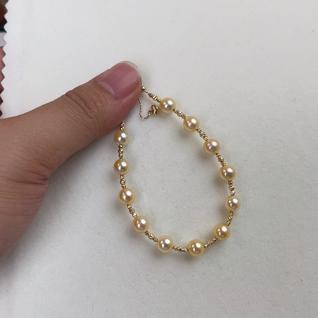 海水珍珠18K金镶嵌手绳