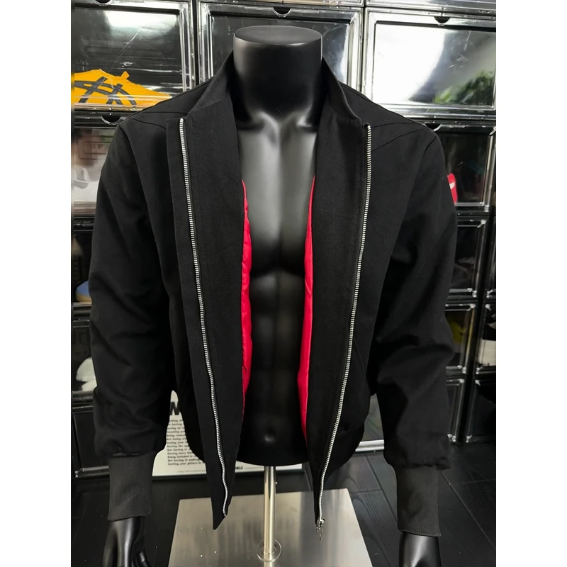 黑色红内短款飞行夹克男秋季潮牌痞帅正肩棒球服cleanfit美式外套