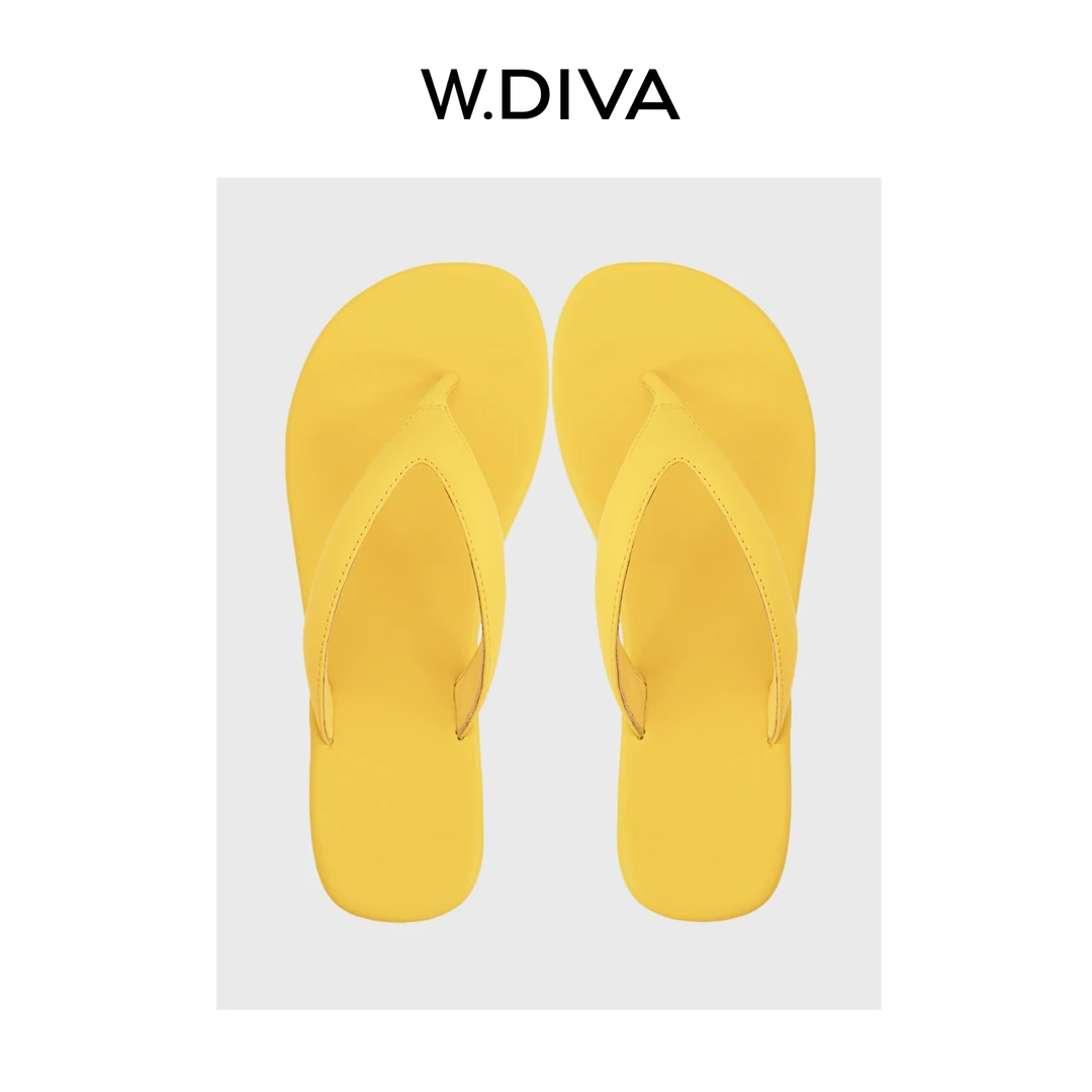 W.Diva【清凉一夏】羊皮+牛皮舒适海边休闲夏日夹脚拖鞋50X092089