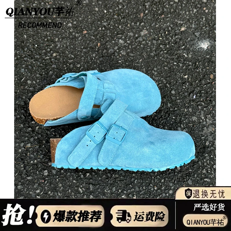 芊祐/两穿版~厚底增高勃肯鞋一脚蹬复古包头拖鞋女外穿休闲凉拖鞋