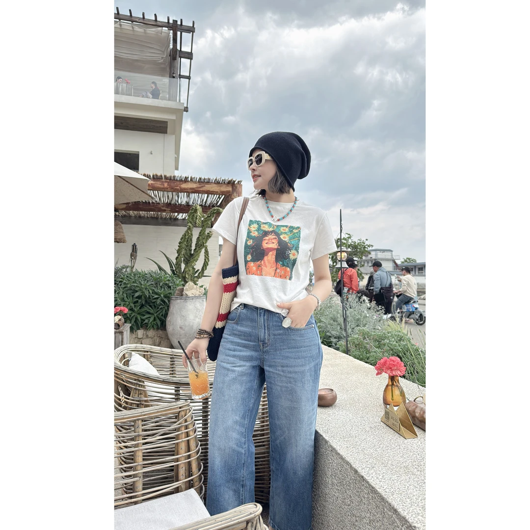 LAZYVISION*【圣托里尼八分牛仔】进口水洗牛仔裤八分裤ZMD-28972