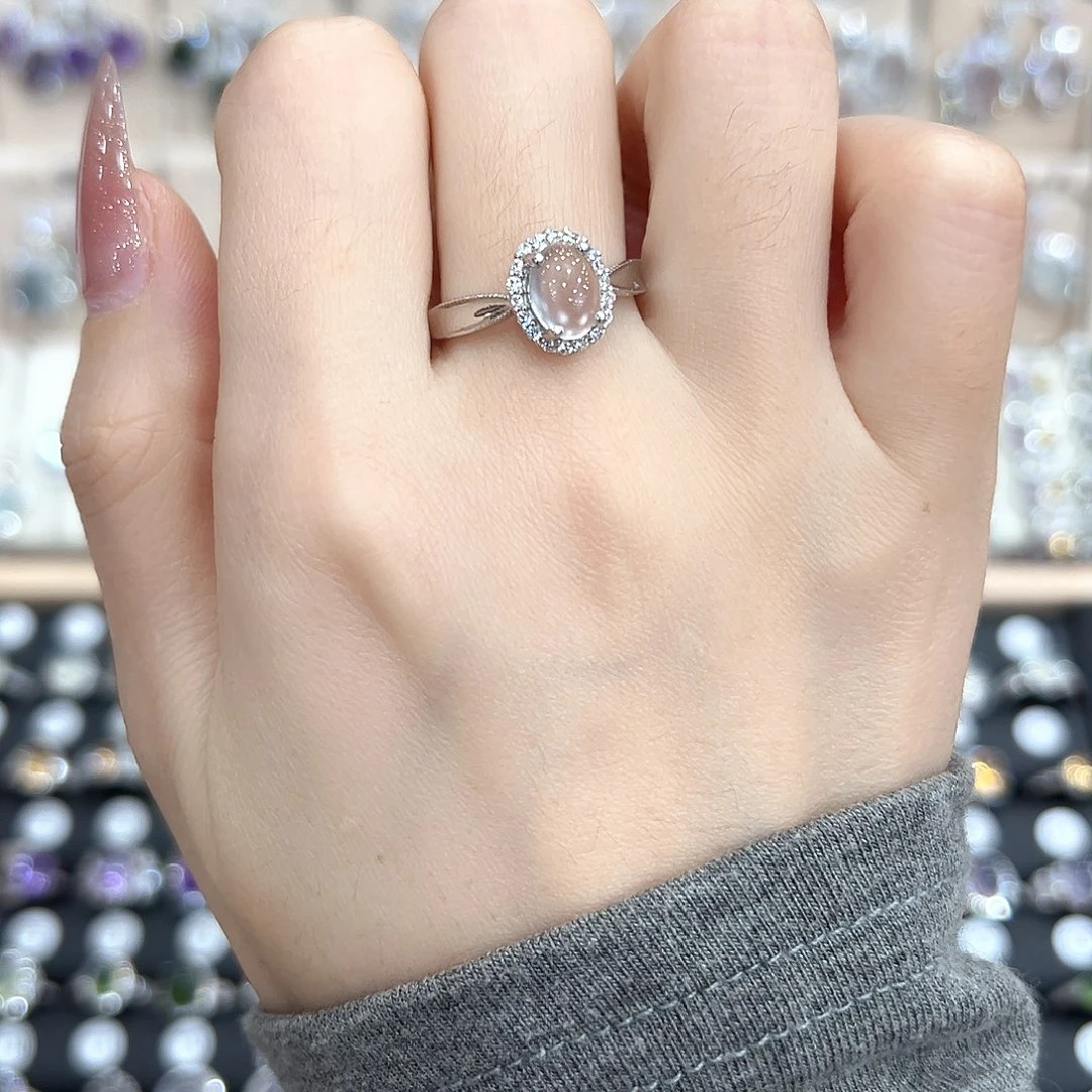 长石玉银S925镶嵌戒指