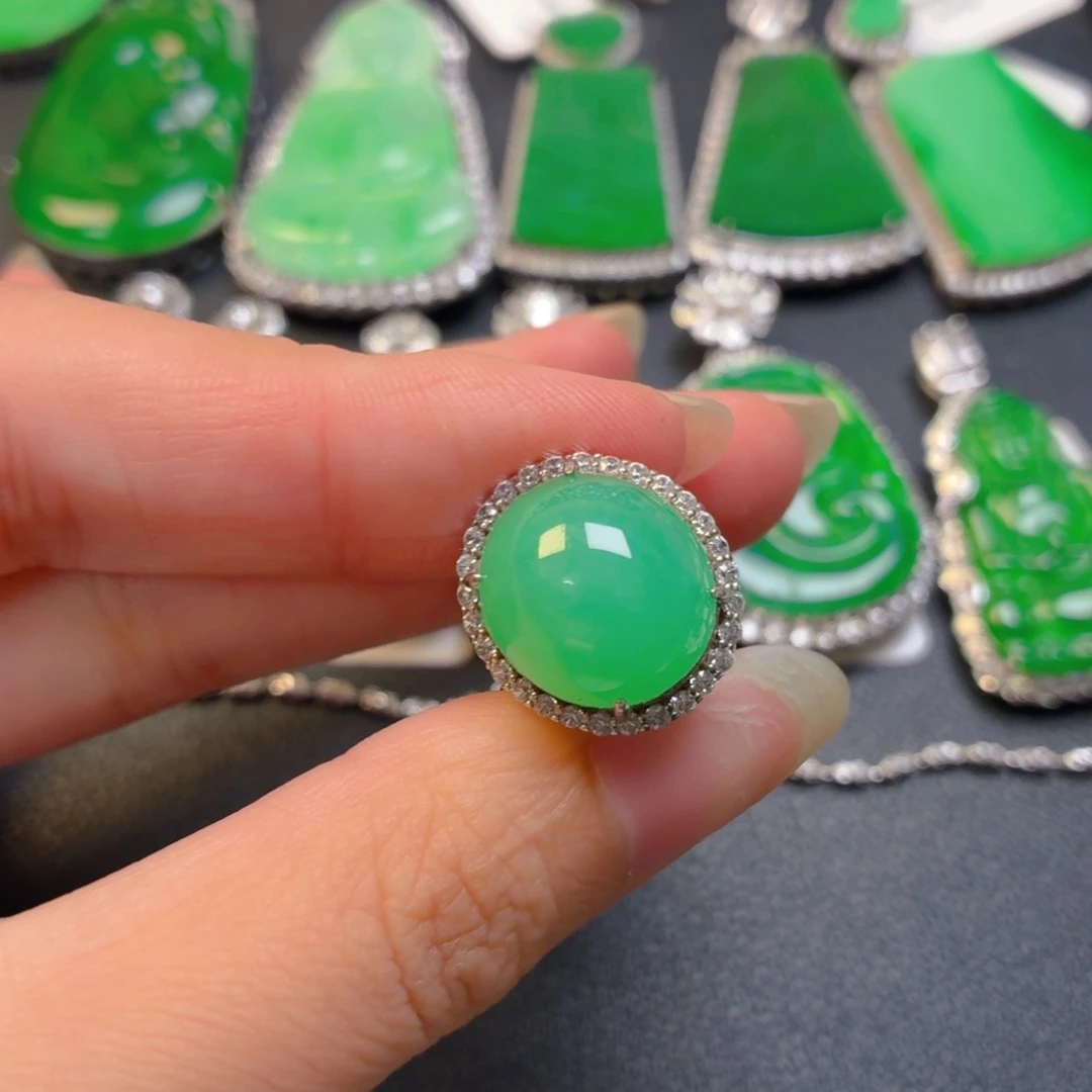 翡翠银S925镶嵌吊坠(不含链)