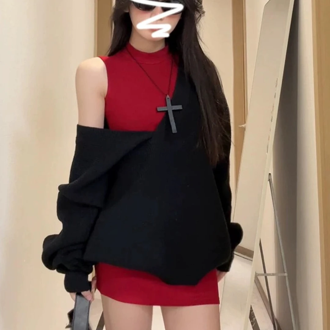 （留样千金）腰带款显瘦时尚坎袖吊带搭配体恤套装7059