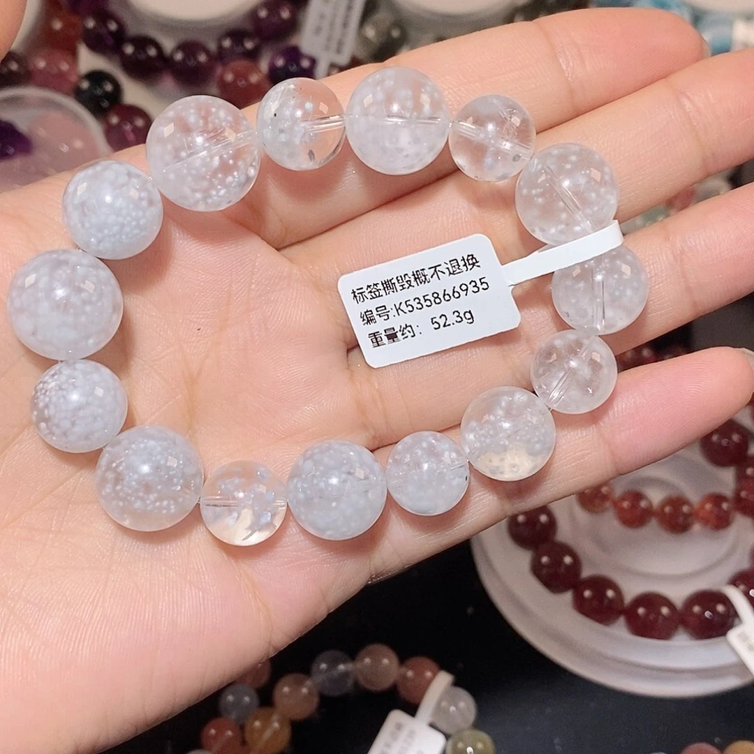 水晶手链未镶嵌清**月白团团手链J