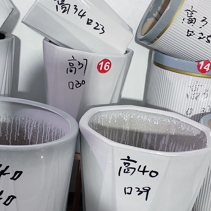 陶瓷大花盆菱形八角一套