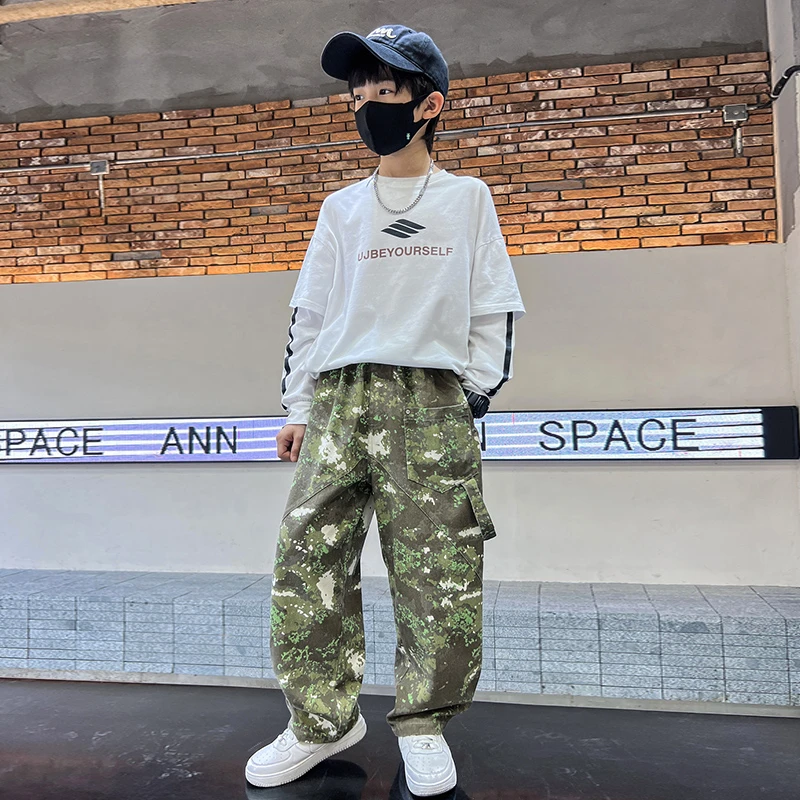 男童迷彩裤子春秋装2025新款时尚中大童休闲裤洋气炸街儿童长裤潮