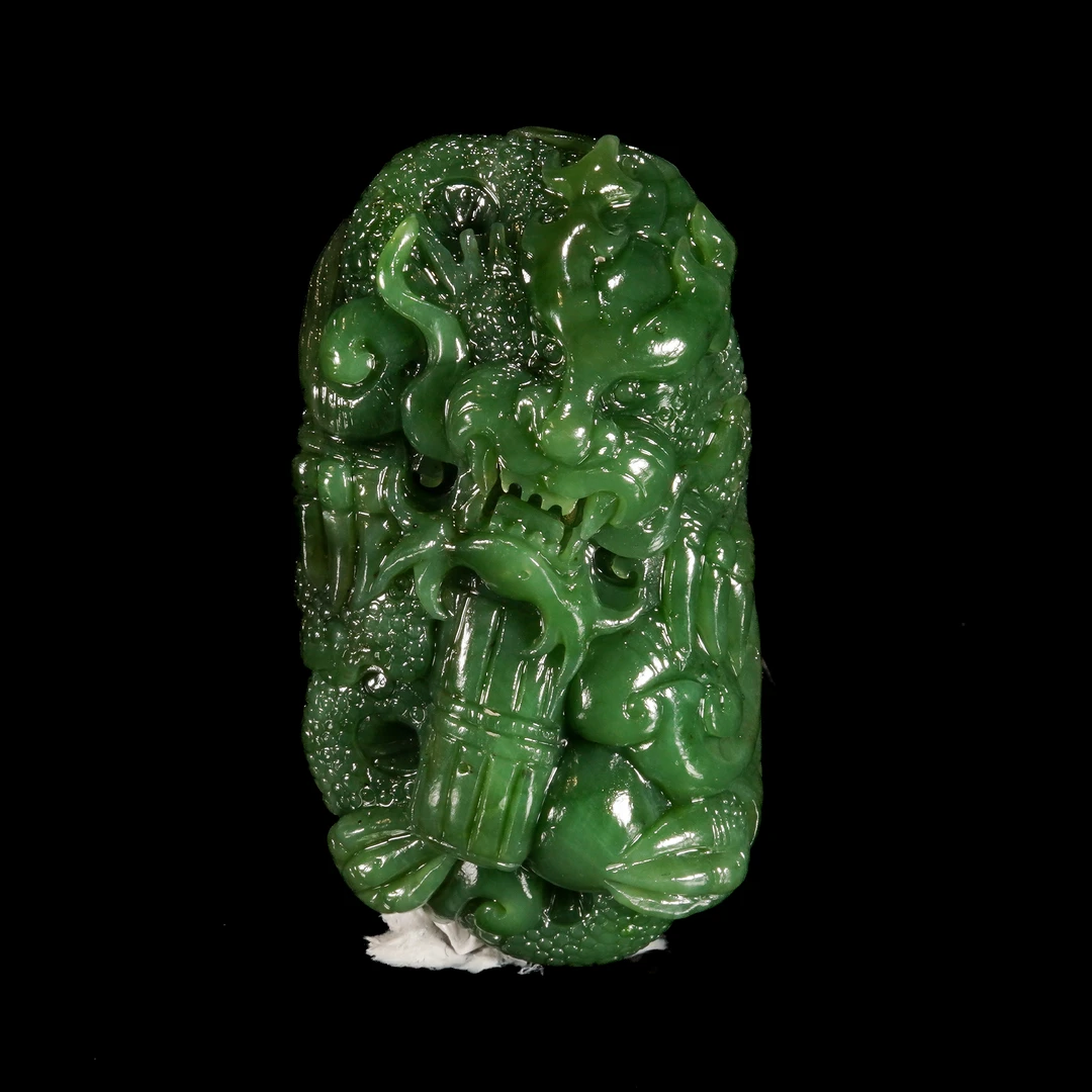 LOT.028和田碧玉雕龙纹暖手/X4115