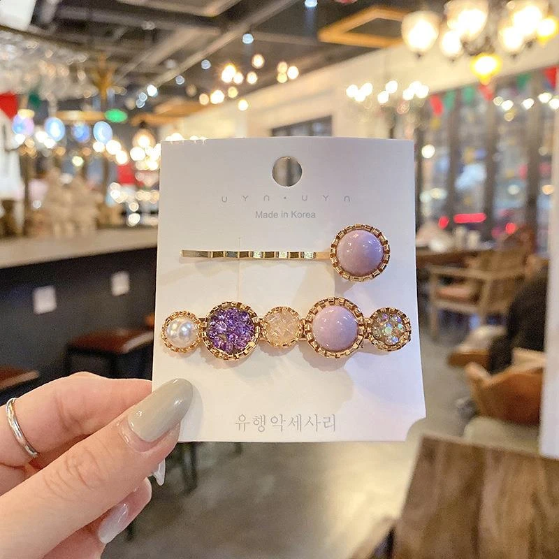 气质韩国森系水钻发卡仿珍珠发夹夹子可爱复古刘海夹简约爱心发饰