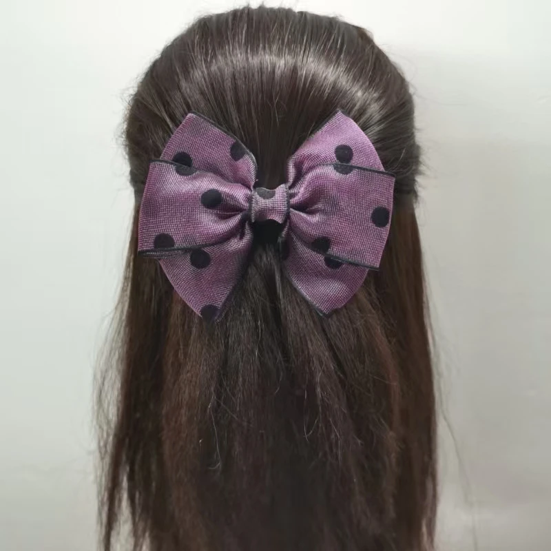 波点绢花布艺甜美发夹蝴蝶结顶夹横夹发饰弹簧头饰马尾发卡发夹