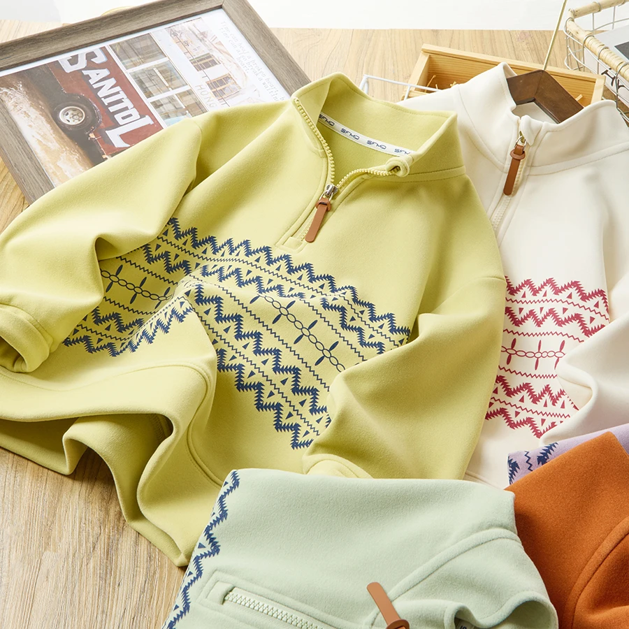 儿童半拉链卫衣2025春季新款中大童百搭休闲上衣25C15