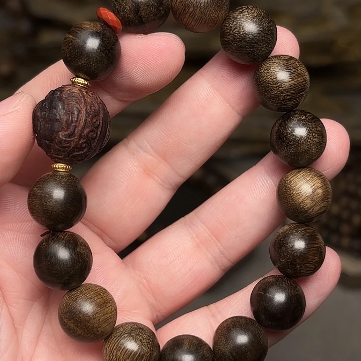 沉香手串越南芽庄紫棋帝王瘤疤1.2➕降真香设计
