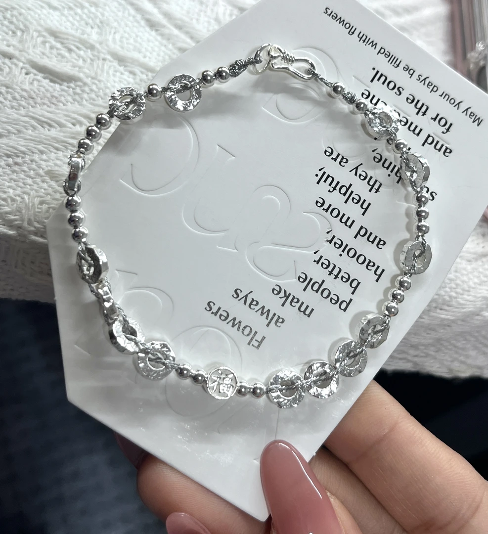 足银手链 JKS正版足银999盘缠6.4mm手链编织绳平安纯手工定制