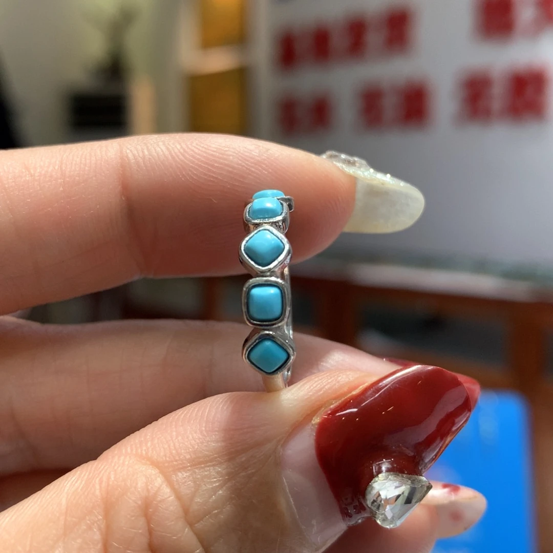 绿松石戒指银S925镶嵌