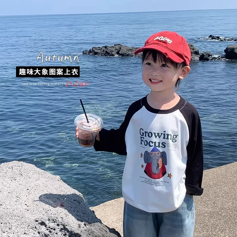 儿童秋季2025新款宝宝长袖t恤小童秋装上衣男童打底衫春秋装男孩