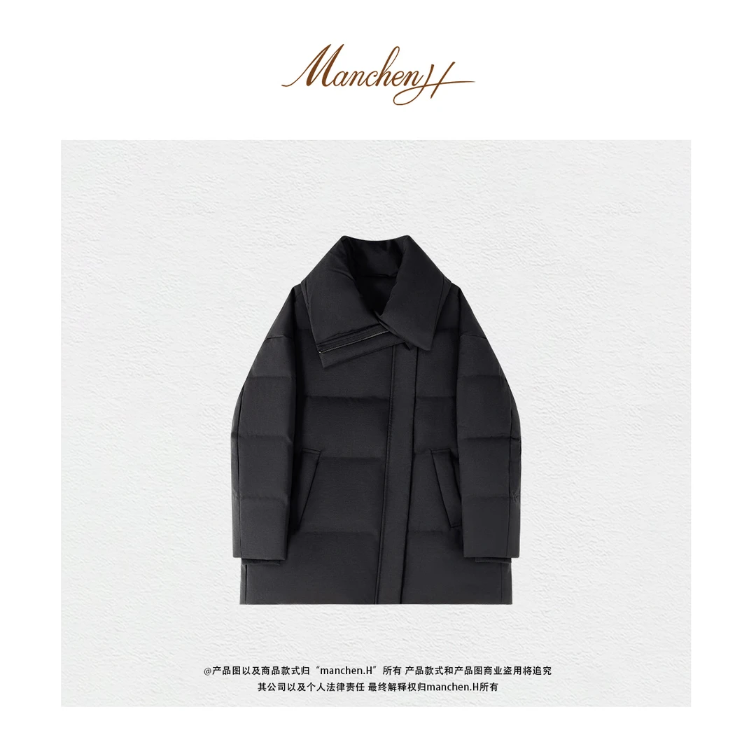 曼辰manchenh"暴风雪"蚕丝斜纹中空纱高级感品质轻盈御寒鹅绒服