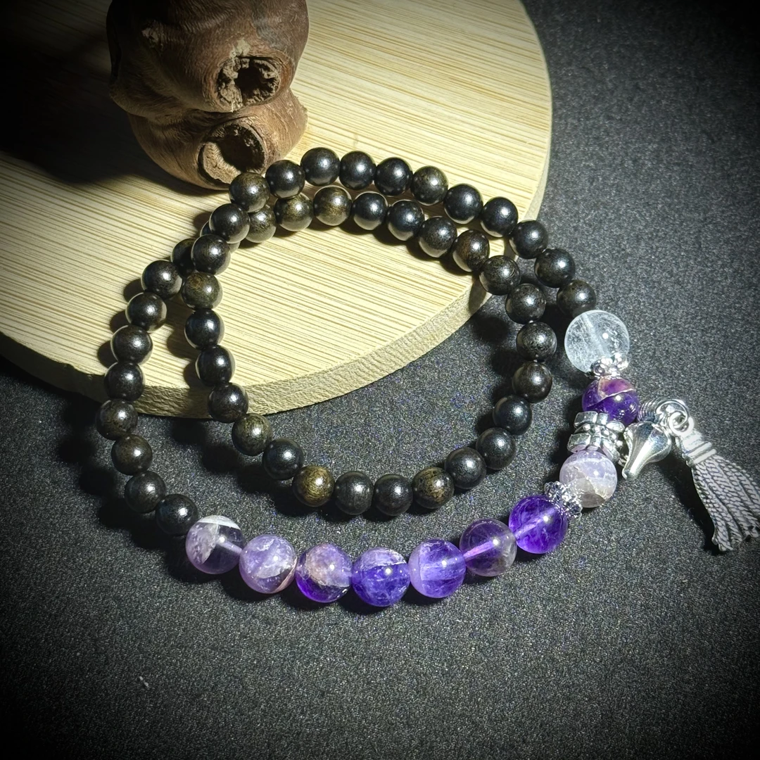 天然老矿紫幽灵配文玩项链 多样性发其一 A5025