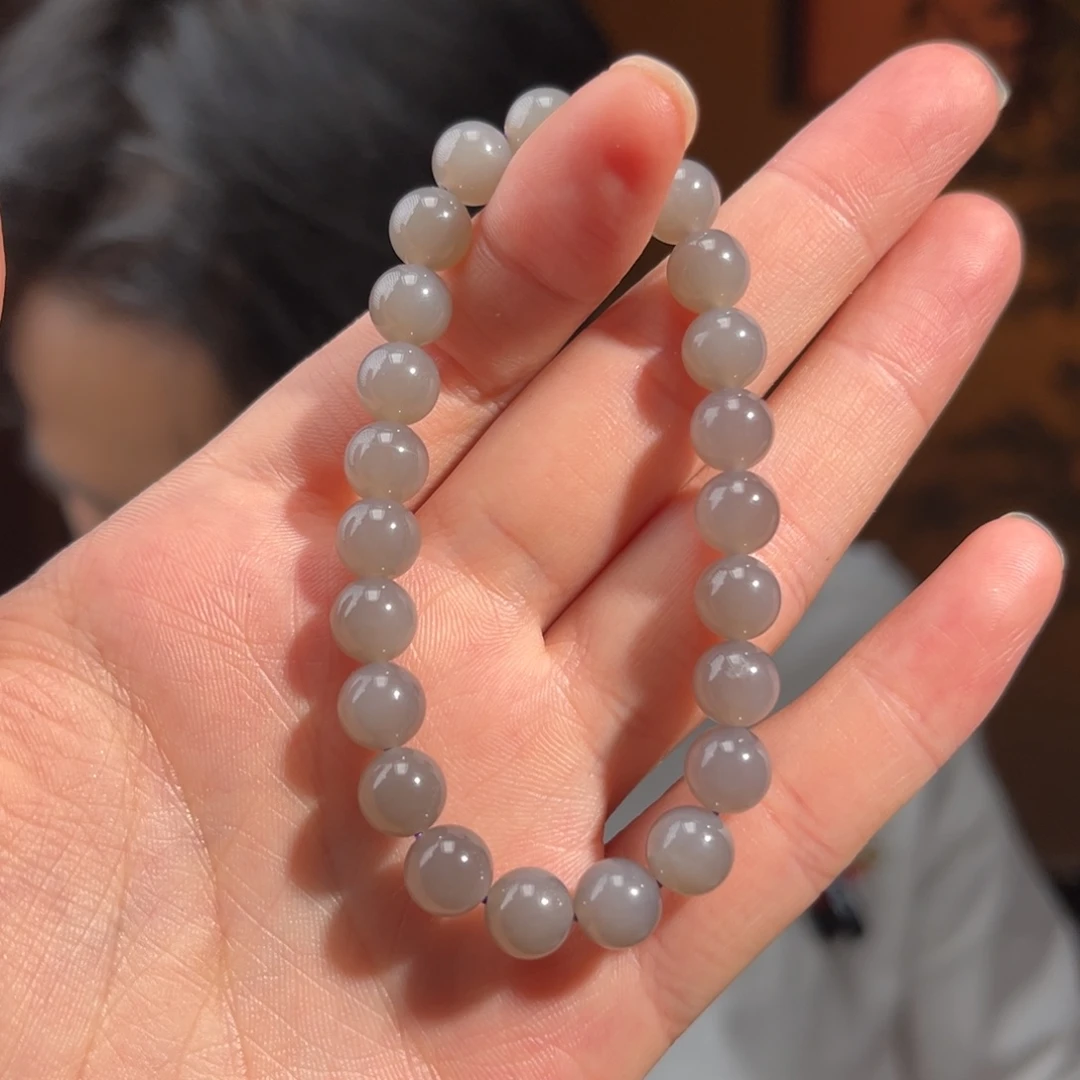 手串未镶嵌和田玉烟紫8mm173