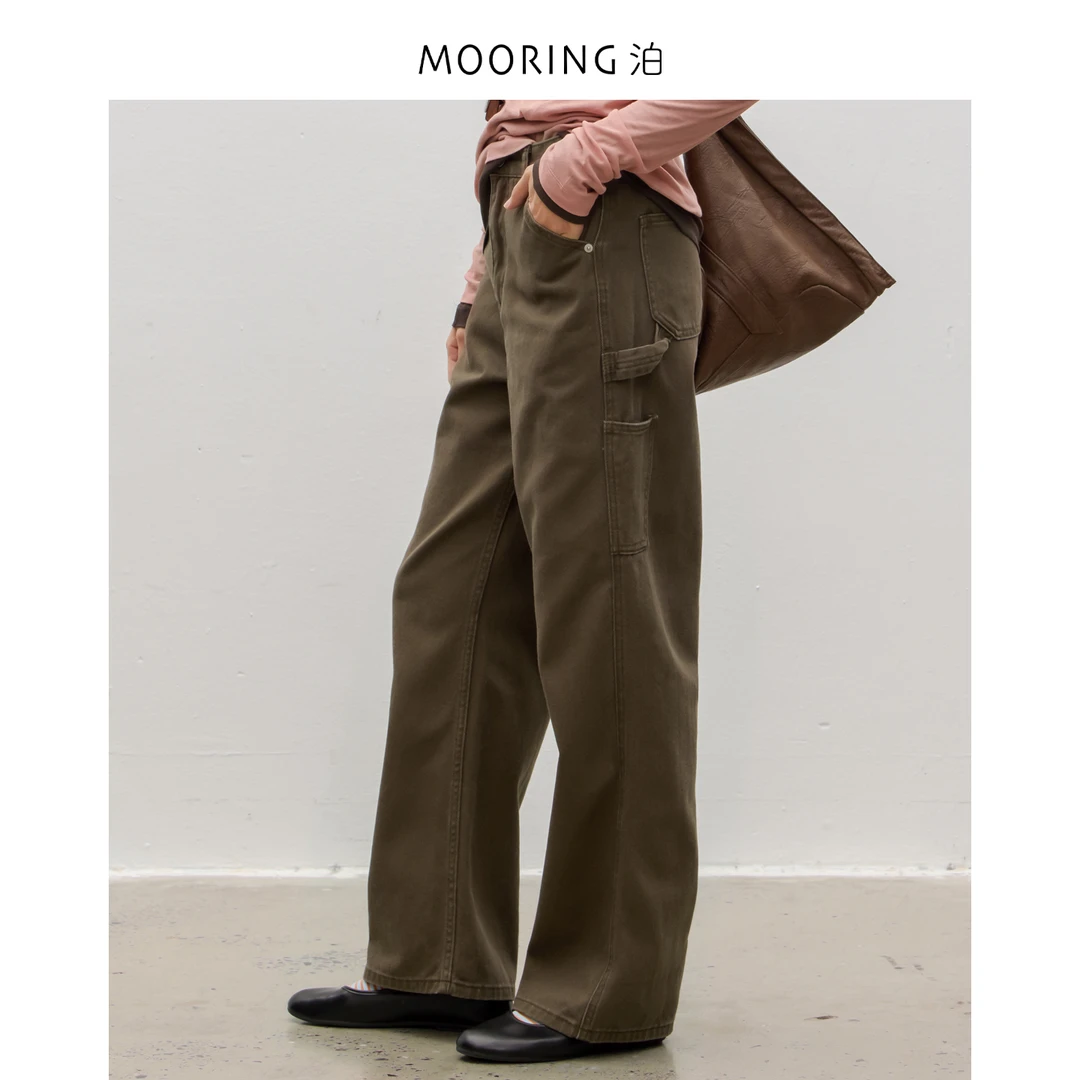 MOORING泊 100%棉中古伐木工装 牛仔裤