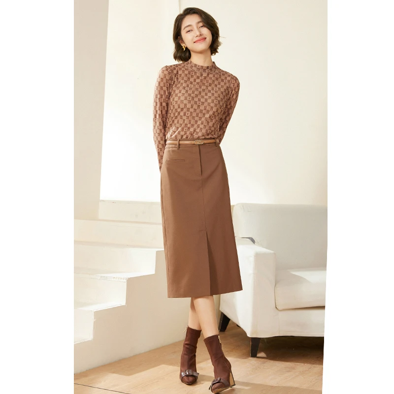 Gowani/乔万尼打底衫女2025新款老花半高领设计春EM3C378803