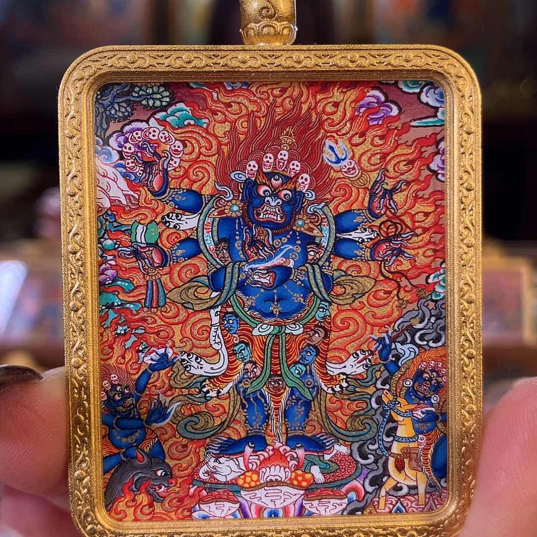 淡****吊坠热贡纯手绘唐卡完德加大黑天