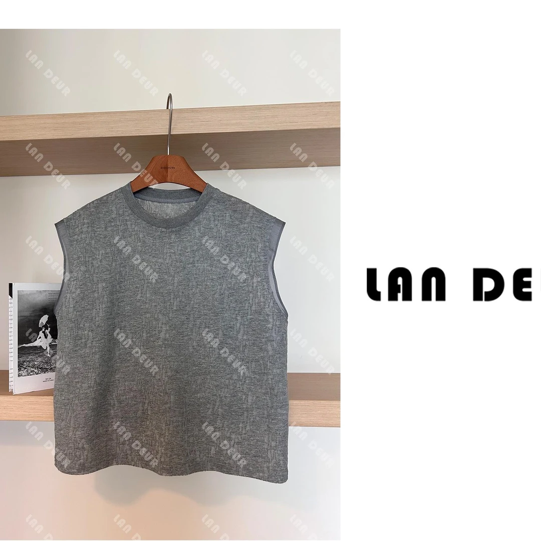 JIUJIU电报玫瑰时尚百搭极简风通勤休闲夏季圆领无袖灰色背心