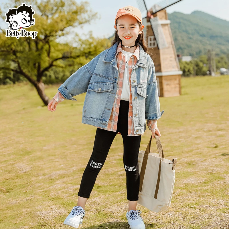 BETTY BOOP/贝蒂洋气女童牛仔外套春秋2025韩版儿童秋季上衣10040